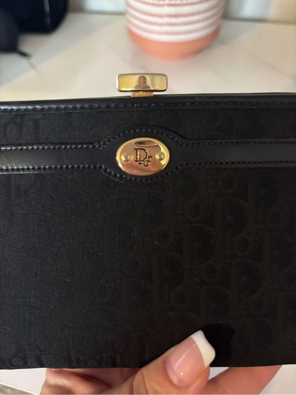 Dior Trotter Kisslock Pouch Black